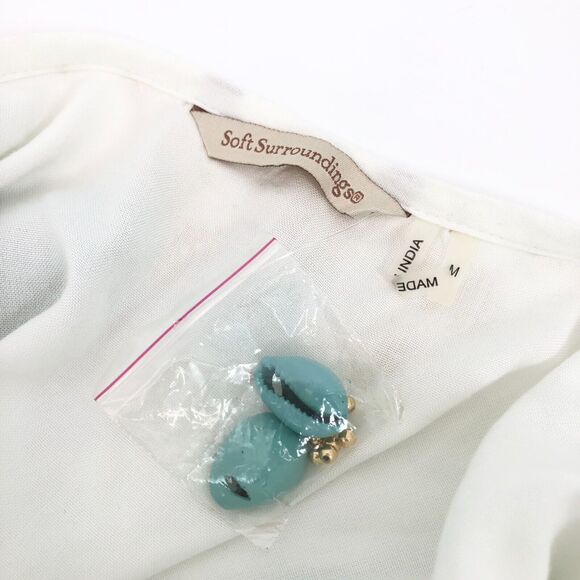 New NoTag Soft Surroundings Swim Cover Up Size M Shell Beads Rayon Beach Coastal - Picture 6 of 6